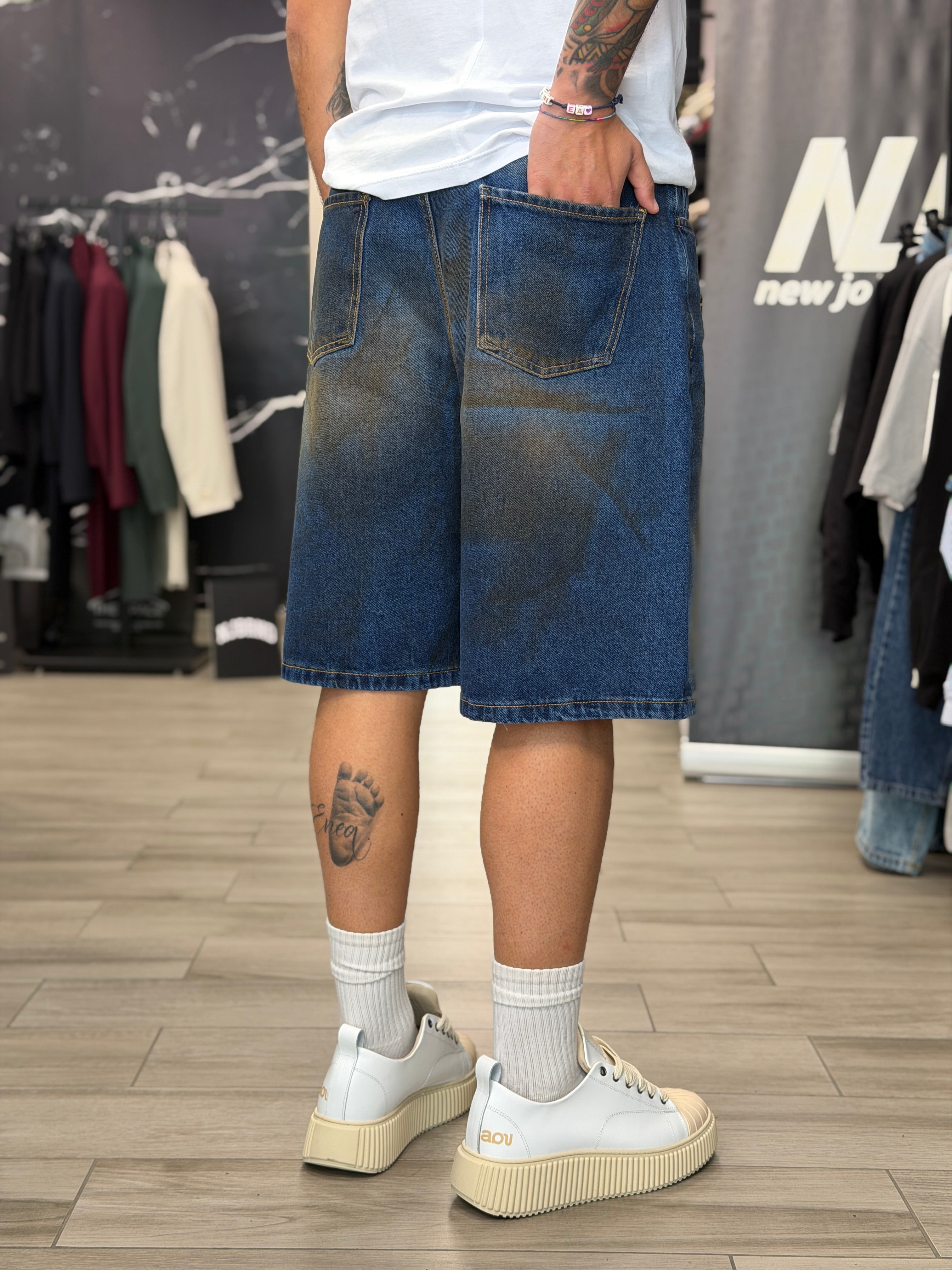 Bermuda denim baggy sporcato NJB