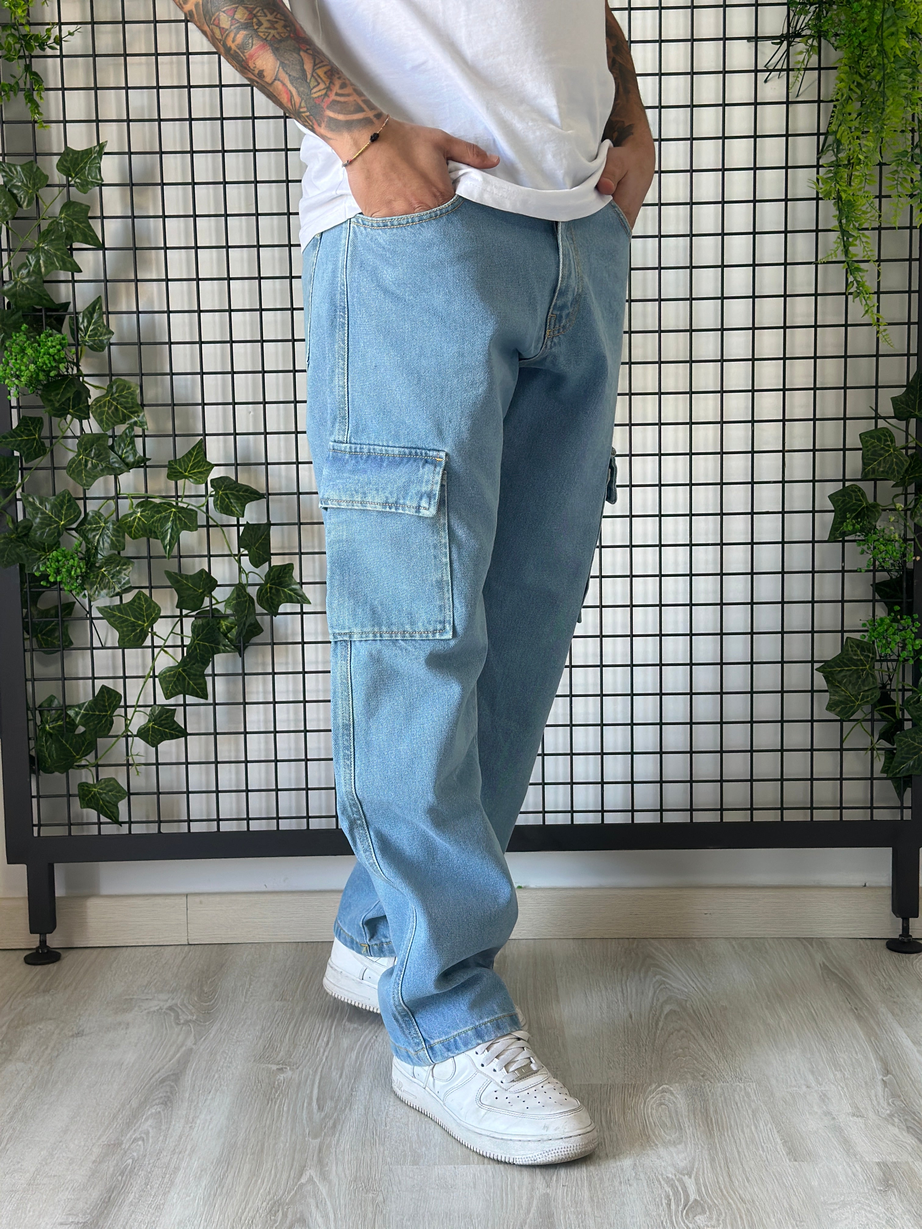 Jeans cargo fondo ampio NJB