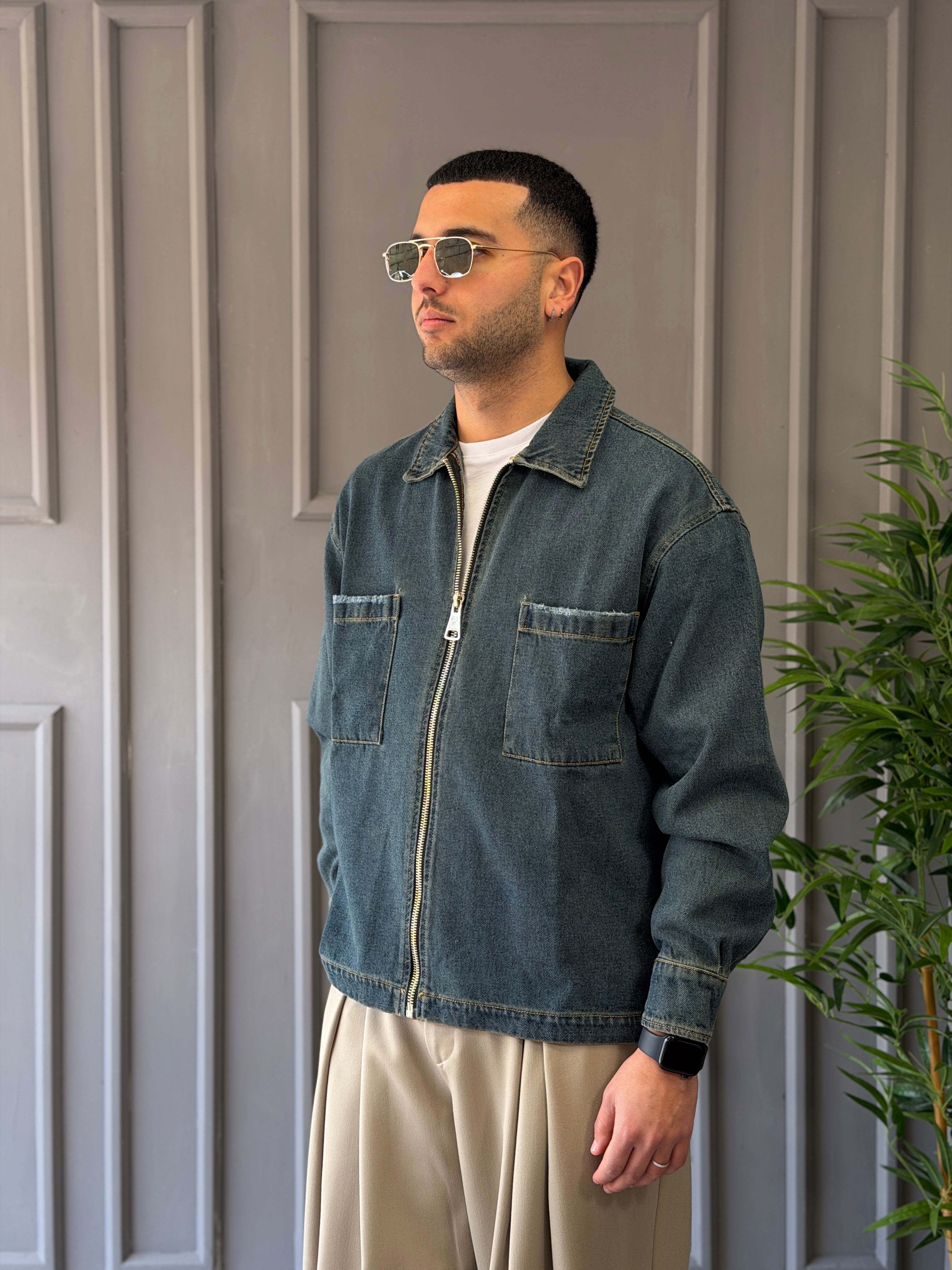 Camicione di jeans sabbiato NJB