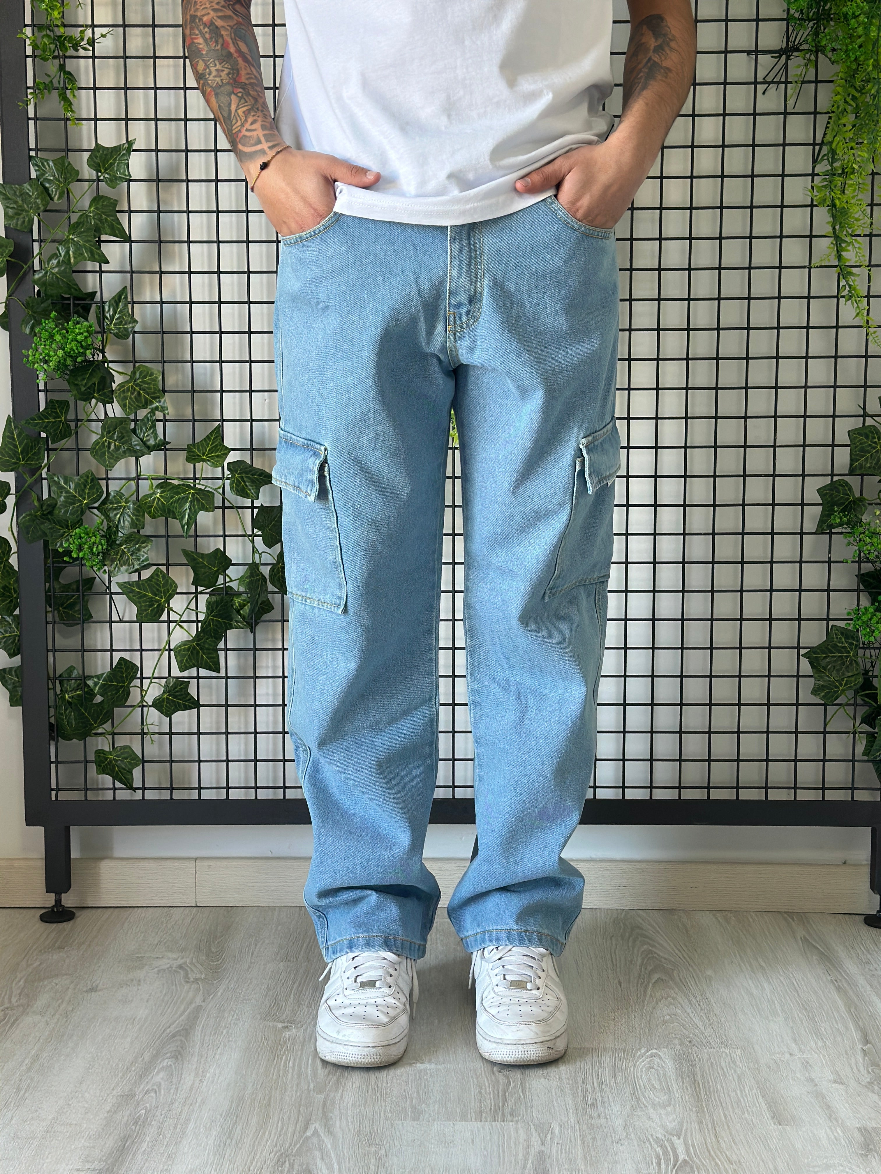 Jeans cargo fondo ampio NJB