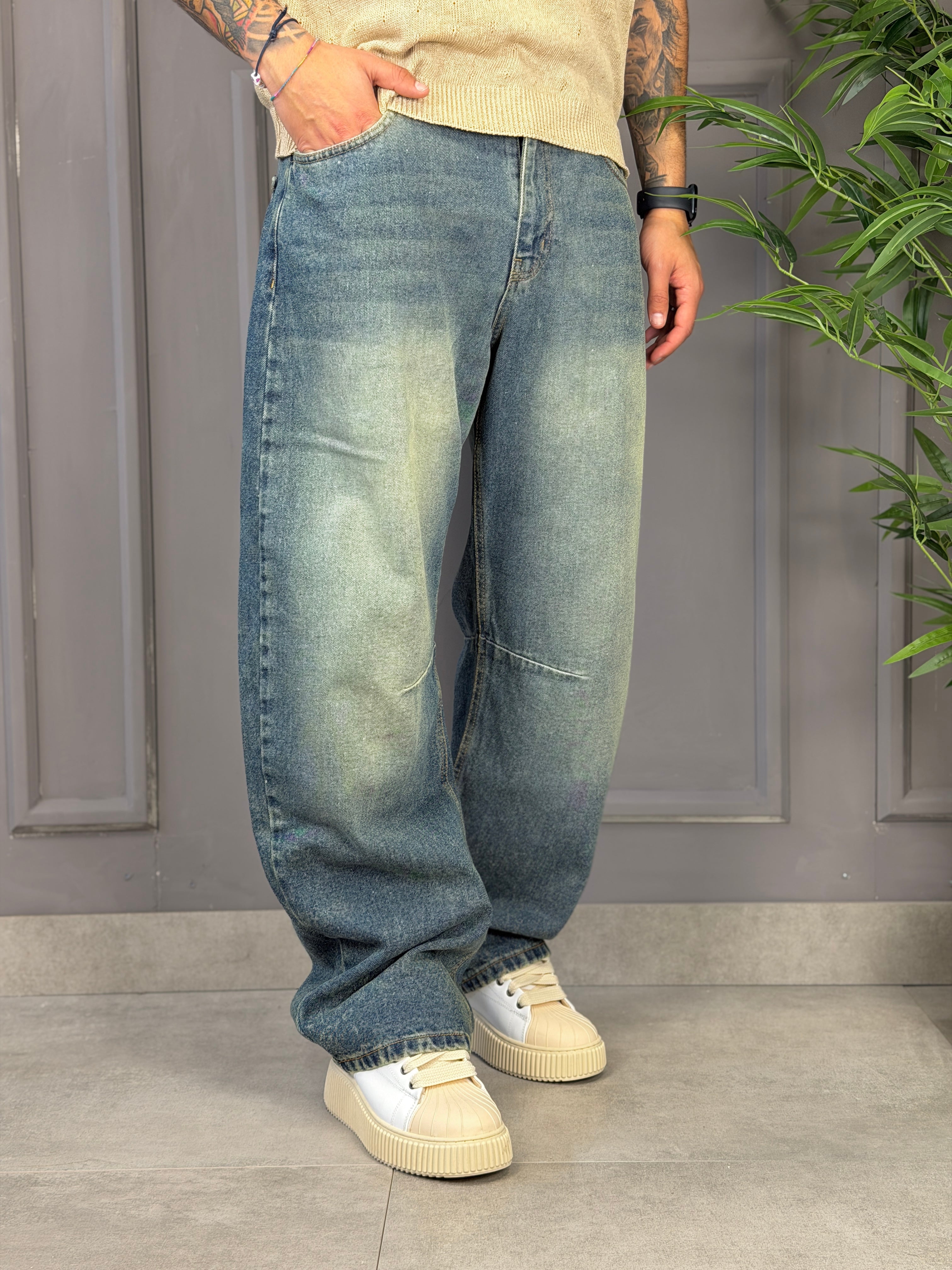 Jeans ballon sabbiato