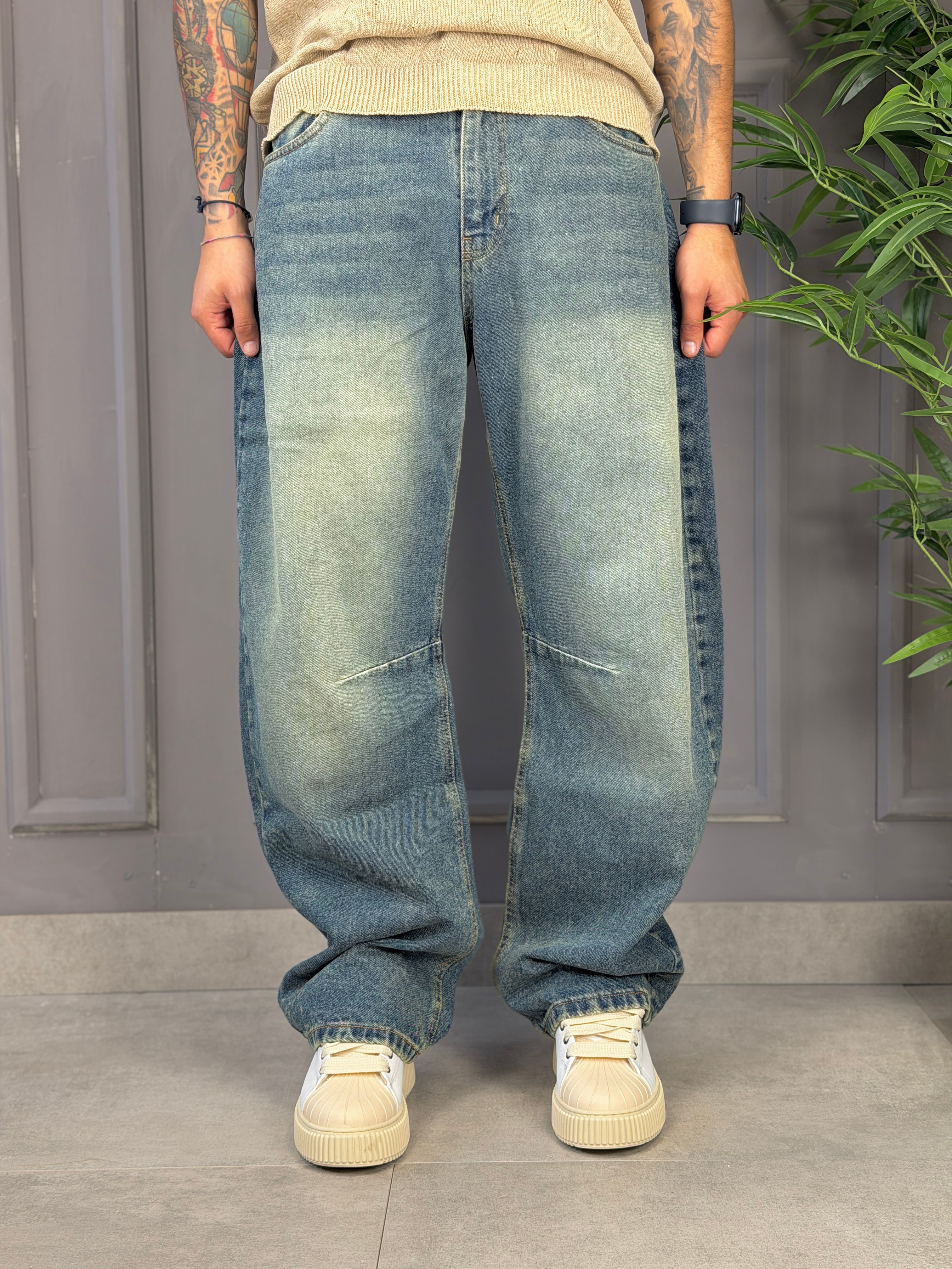 Jeans ballon sabbiato