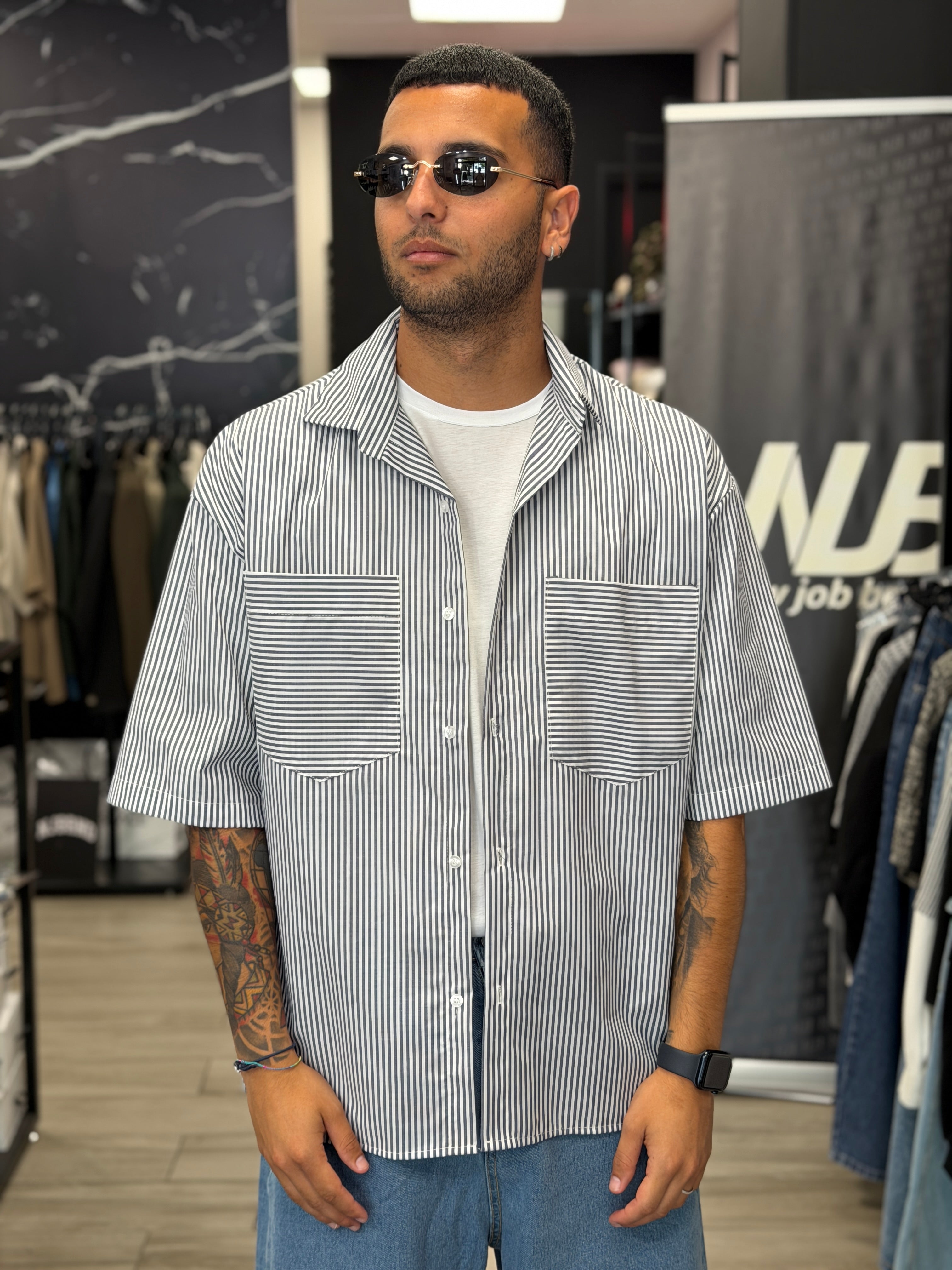Camicia over rigata NJB