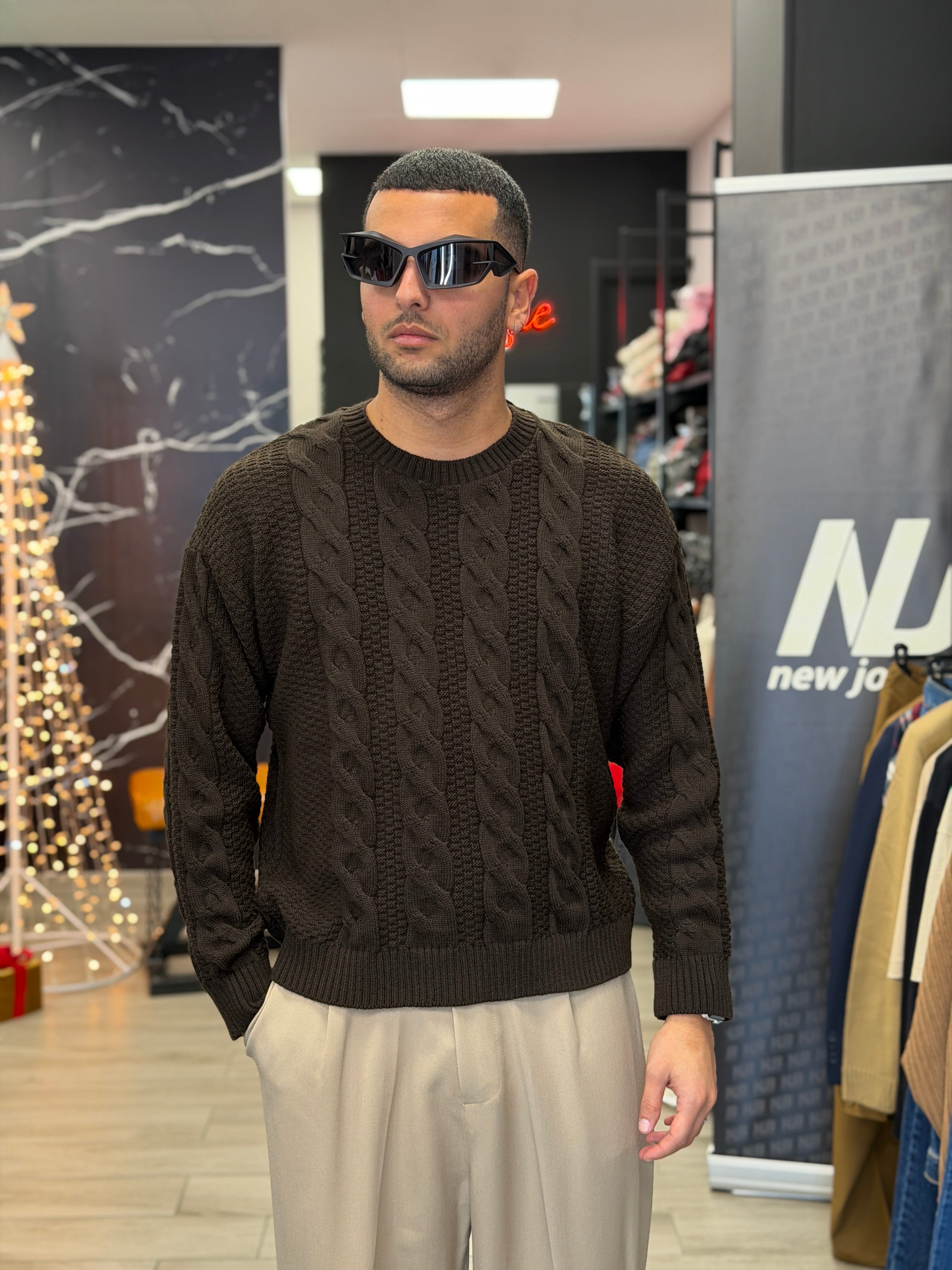 Pullover treccia crop NJB