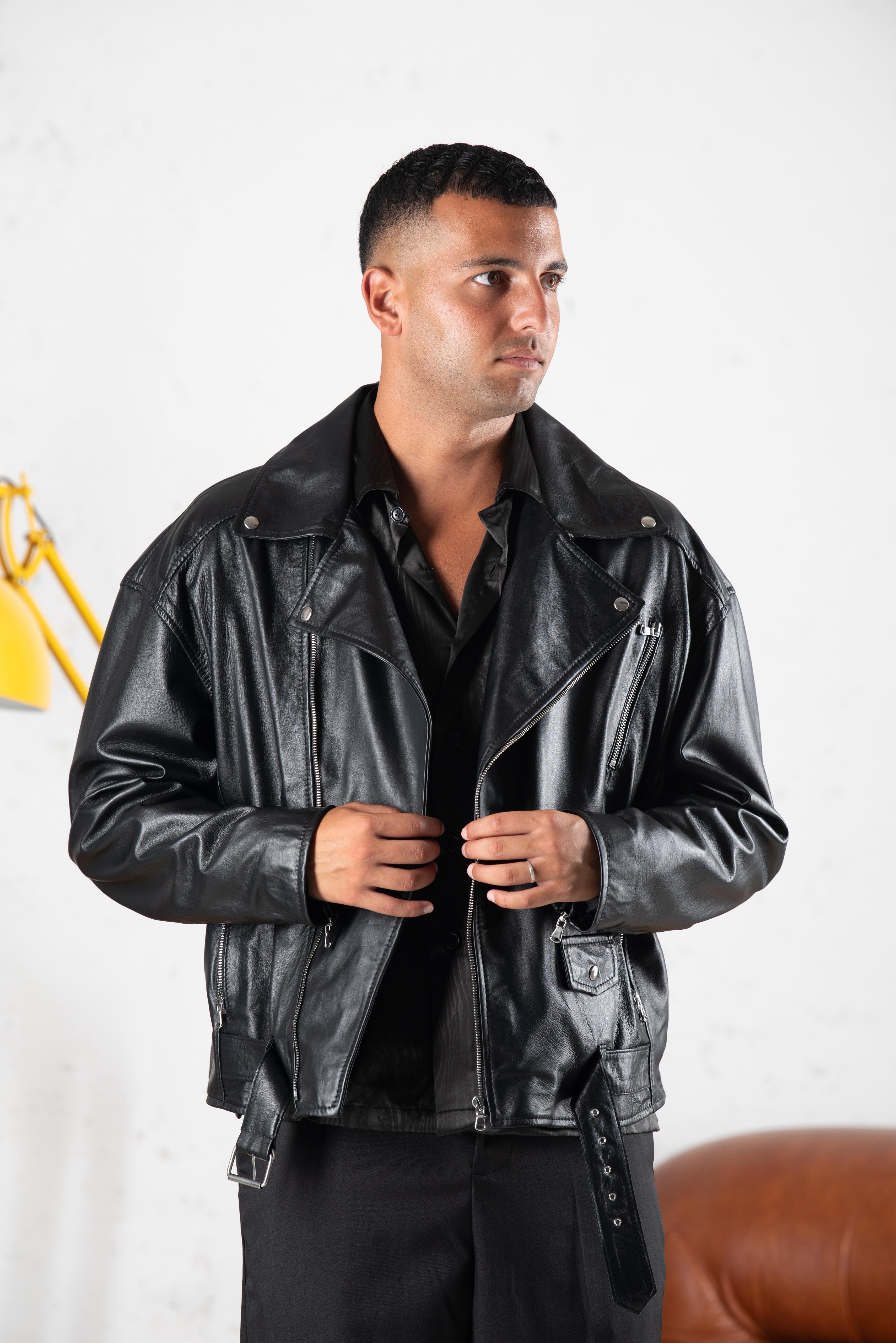 Chiodo in pelle crop
