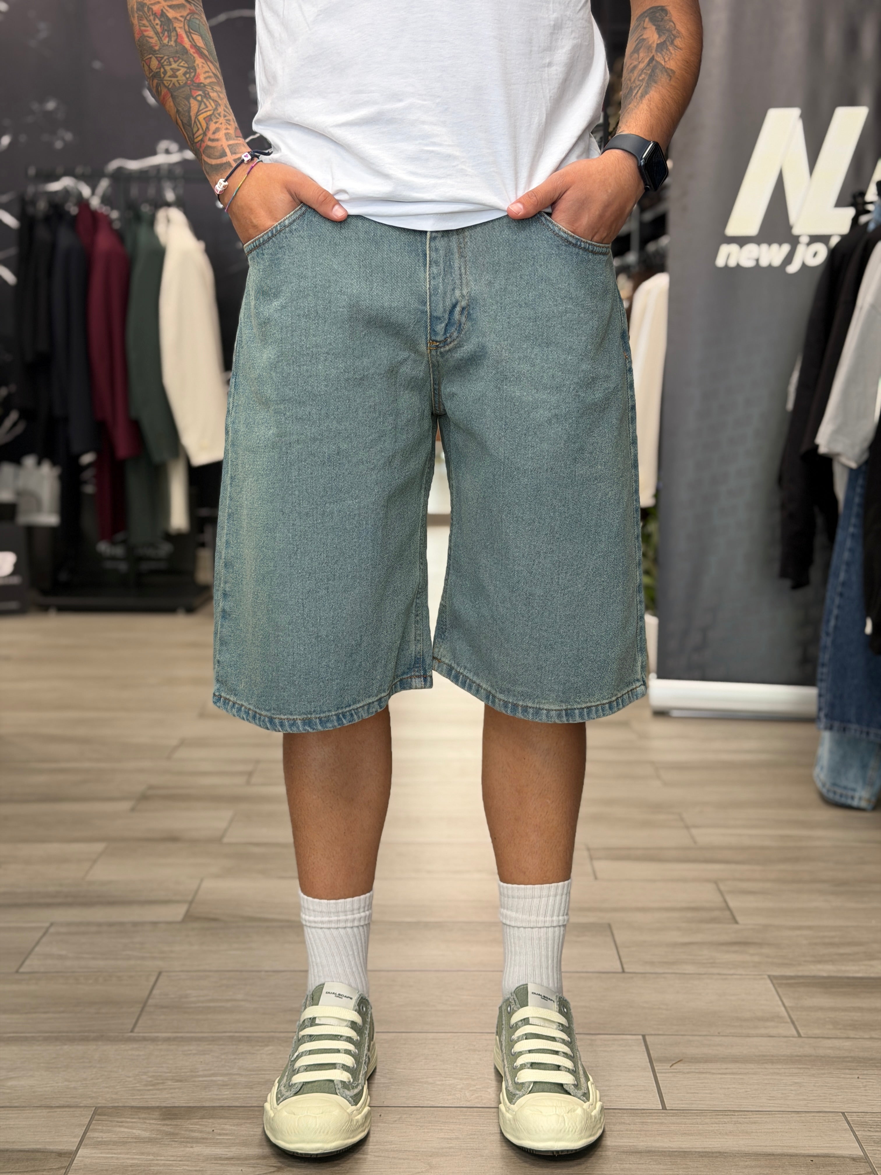 Bermuda denim baggy sabbiato NJB