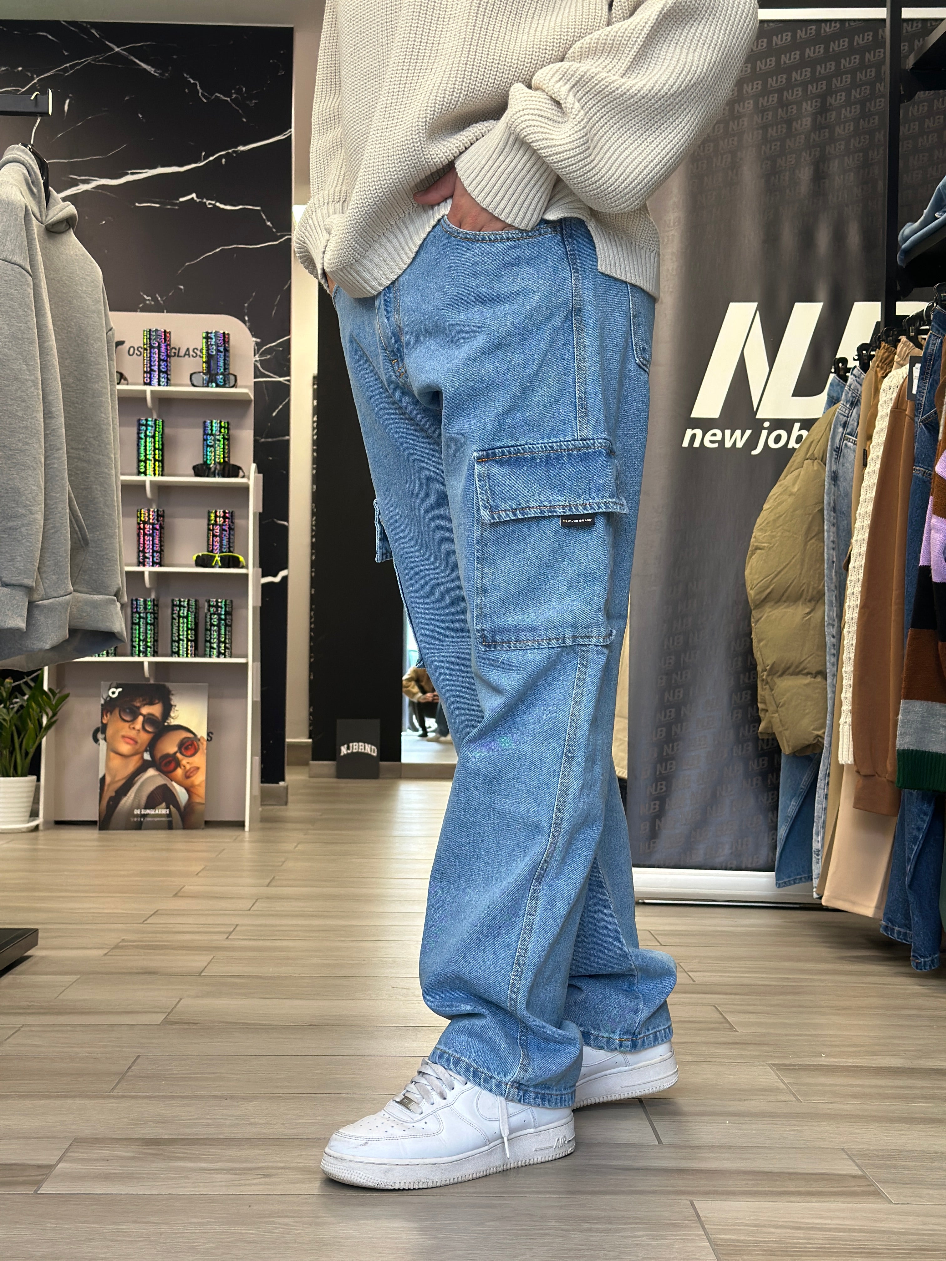 Jeans cargo fondo ampio NJB