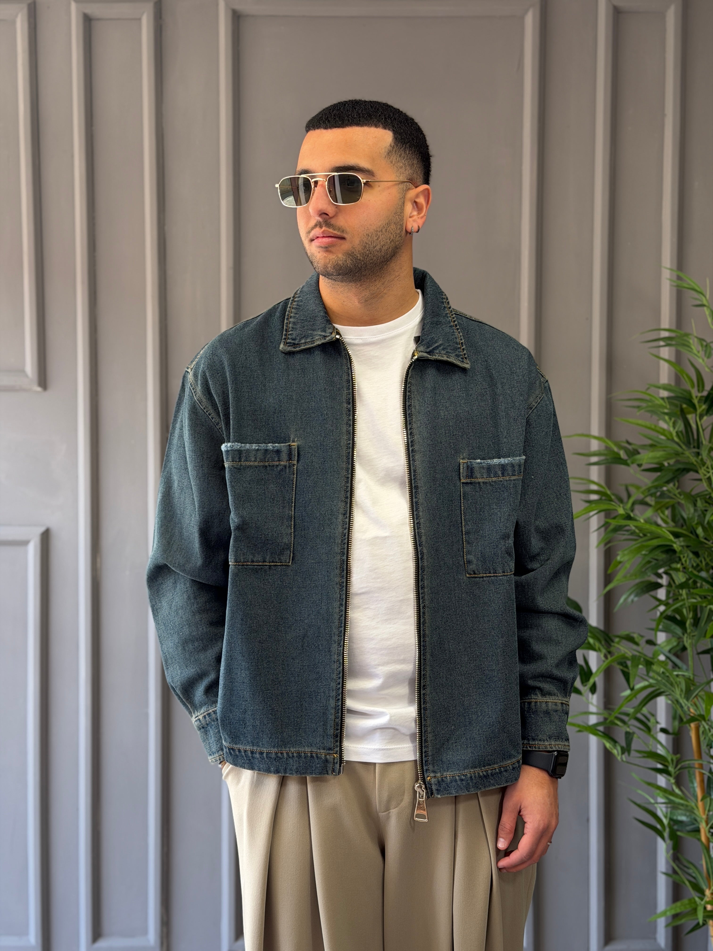 Camicione di jeans sabbiato NJB