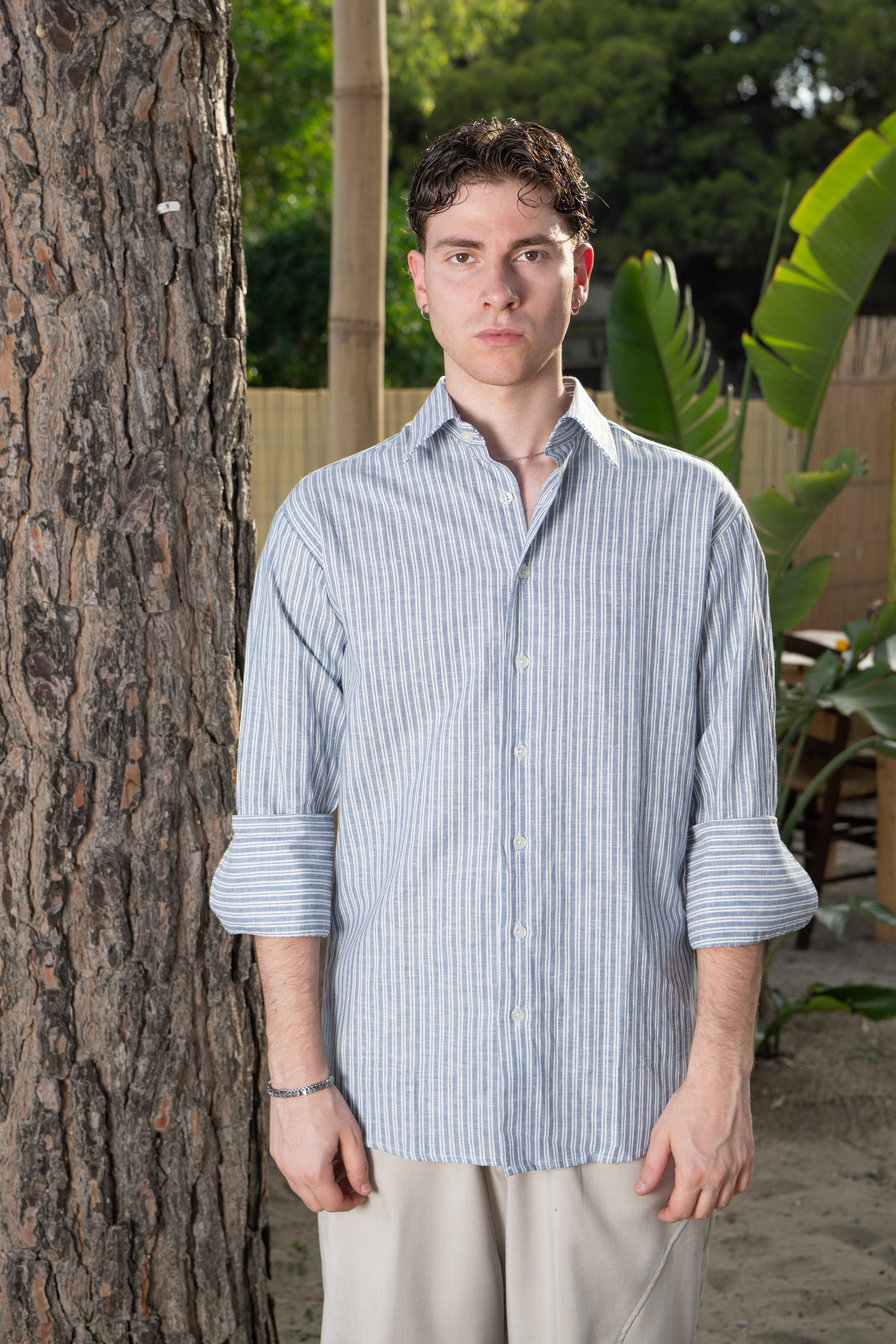 Camicia puro lino manica 3/4