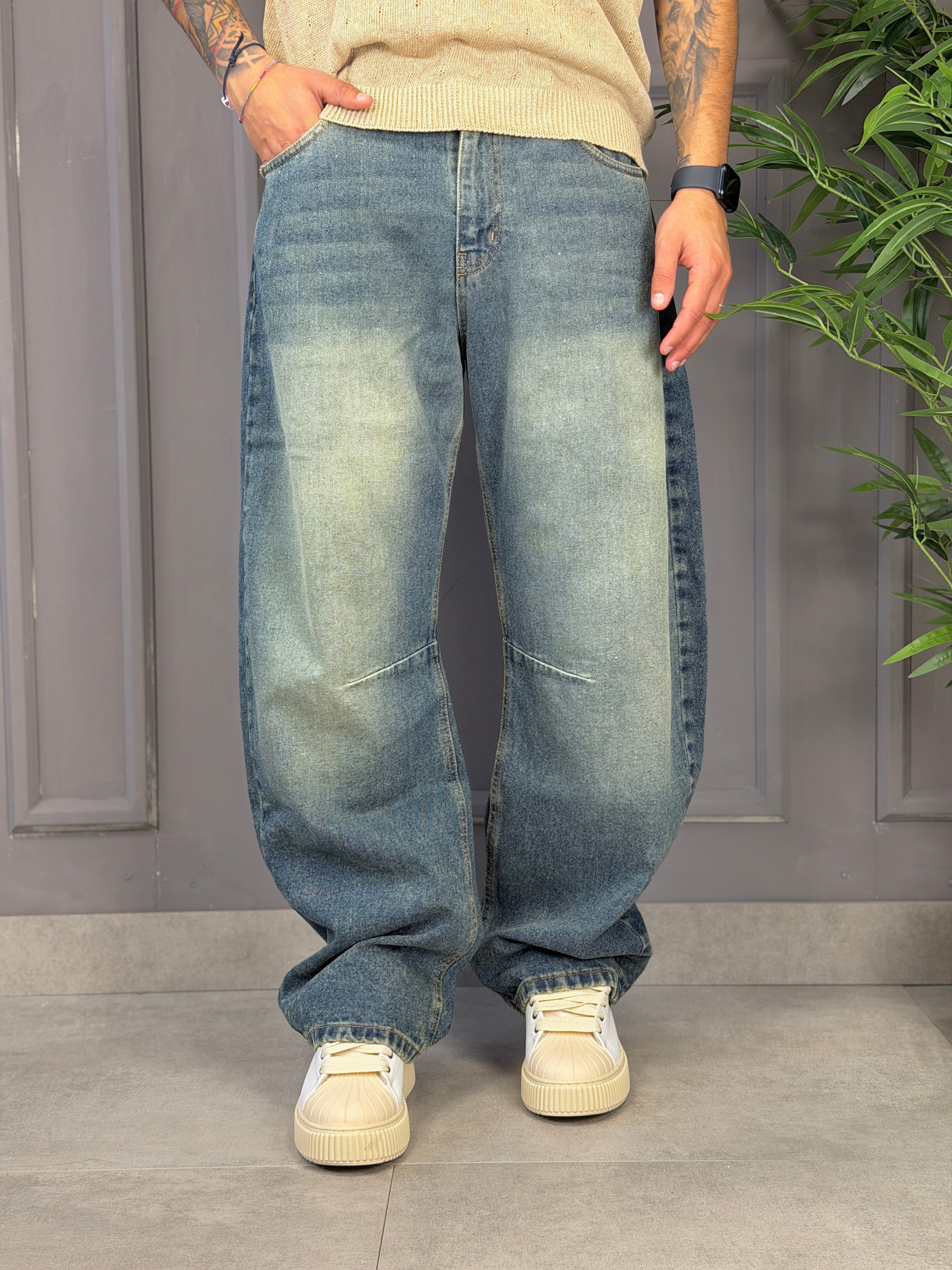Jeans ballon sabbiato