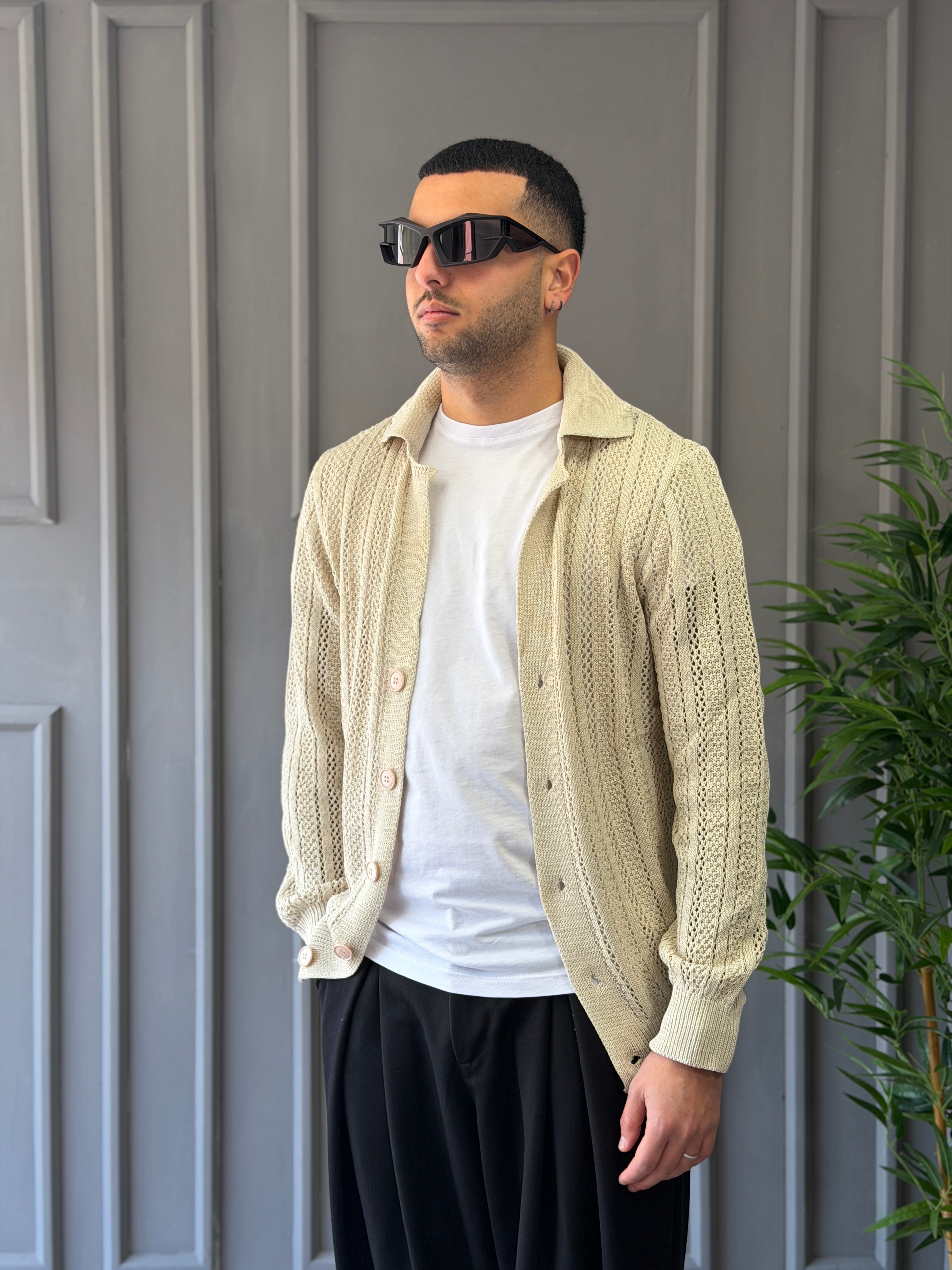 Cardigan in filo traforato NJB