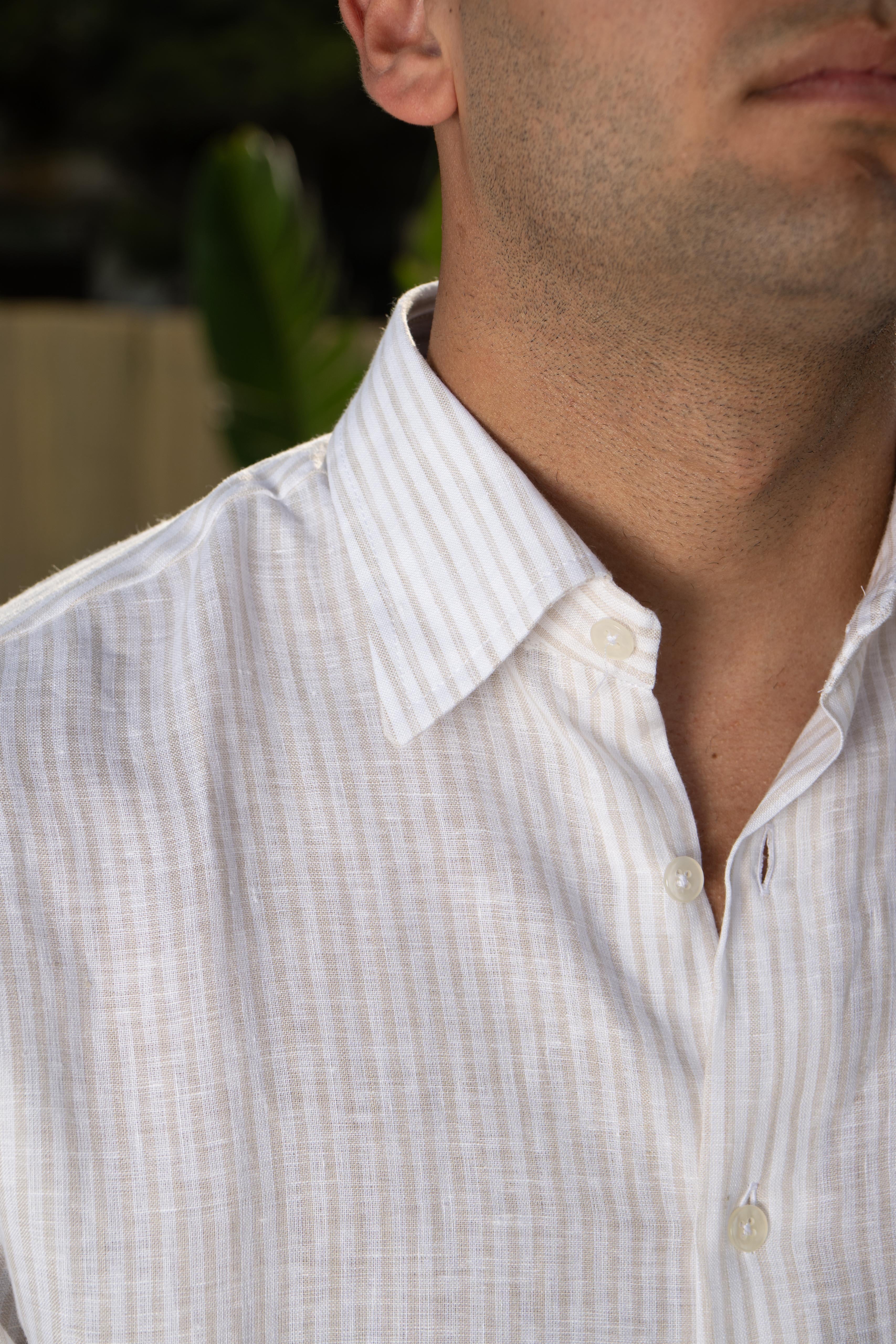 Camicia puro lino manica 3/4