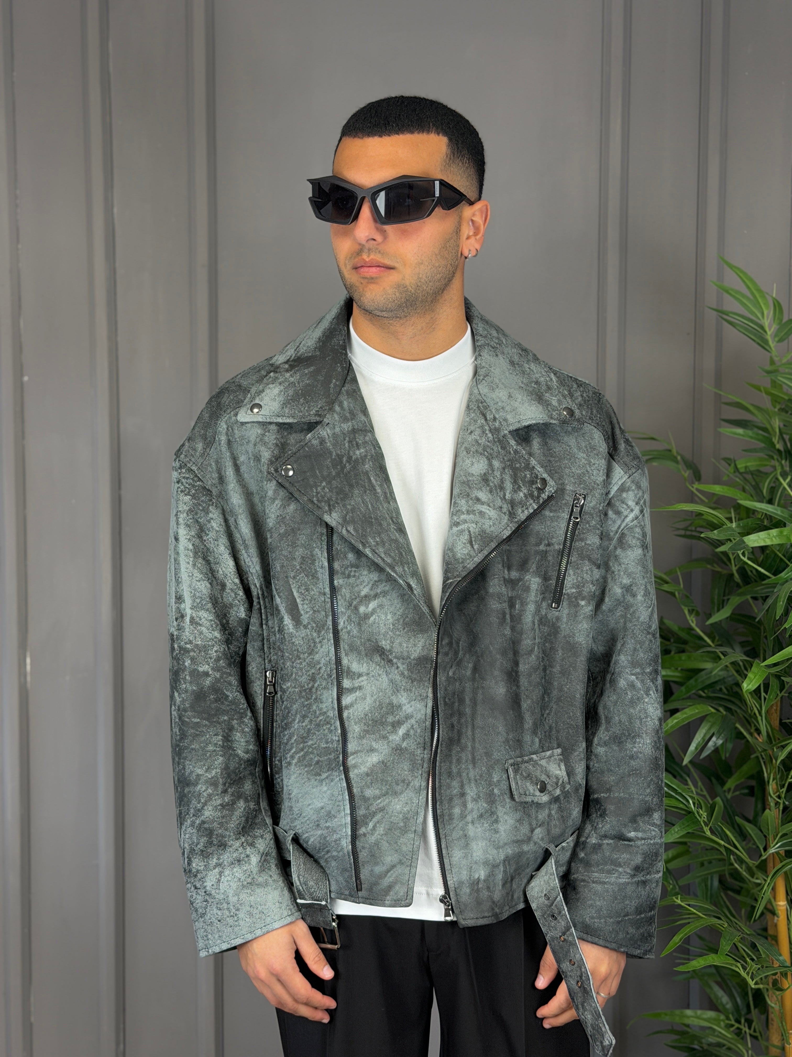 Chiodo in pelle marmo