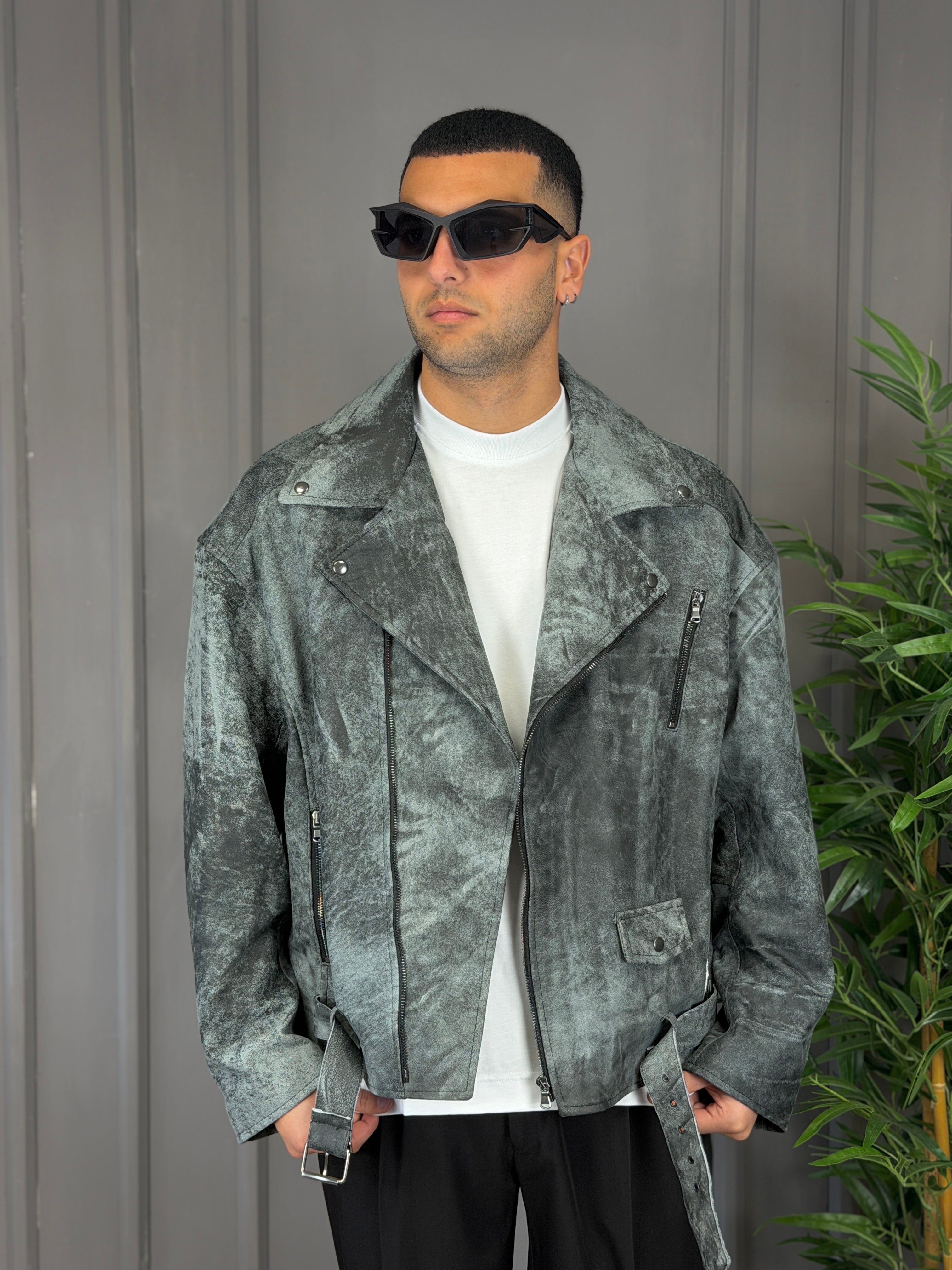 Chiodo in pelle marmo