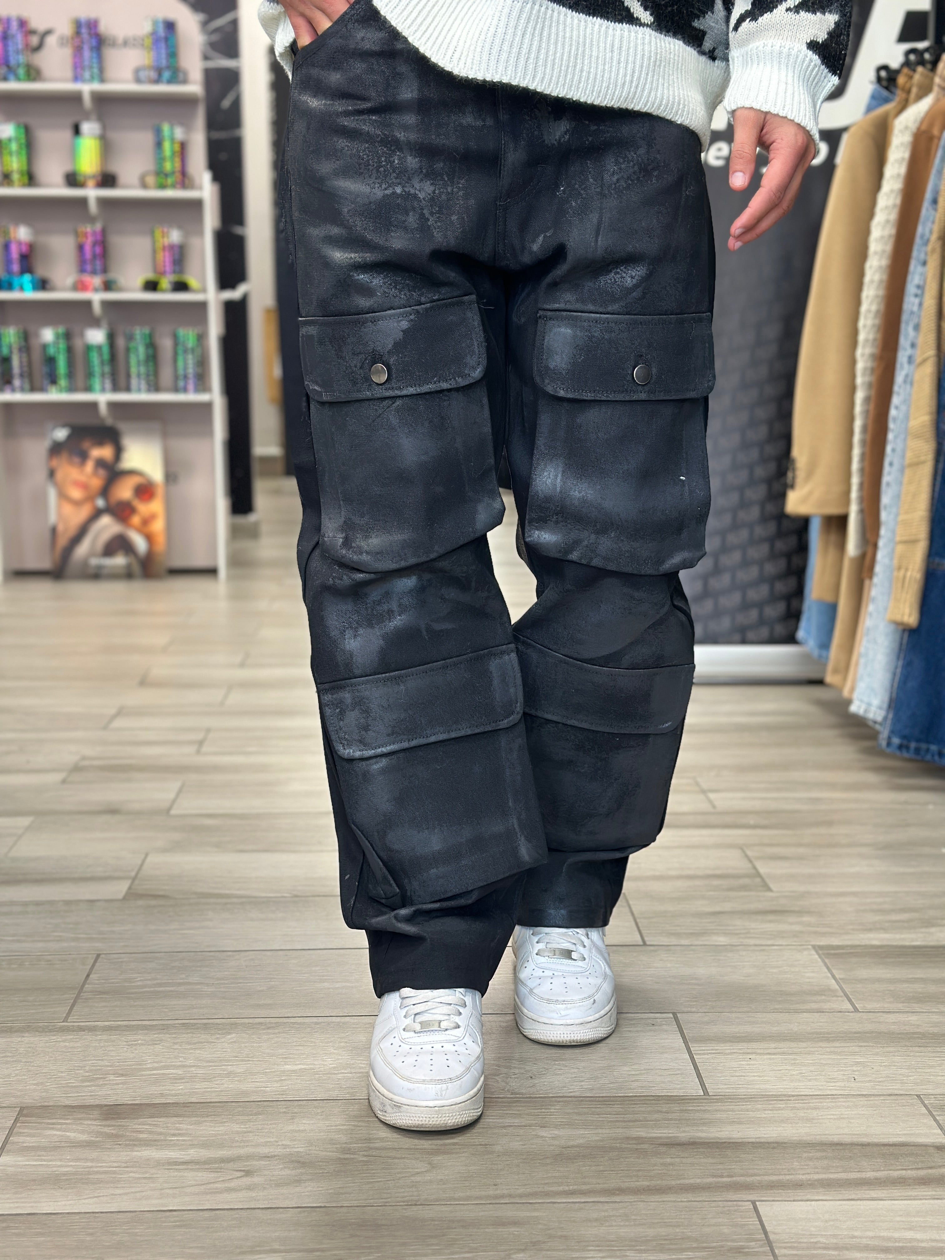 Jeans cargo slavato