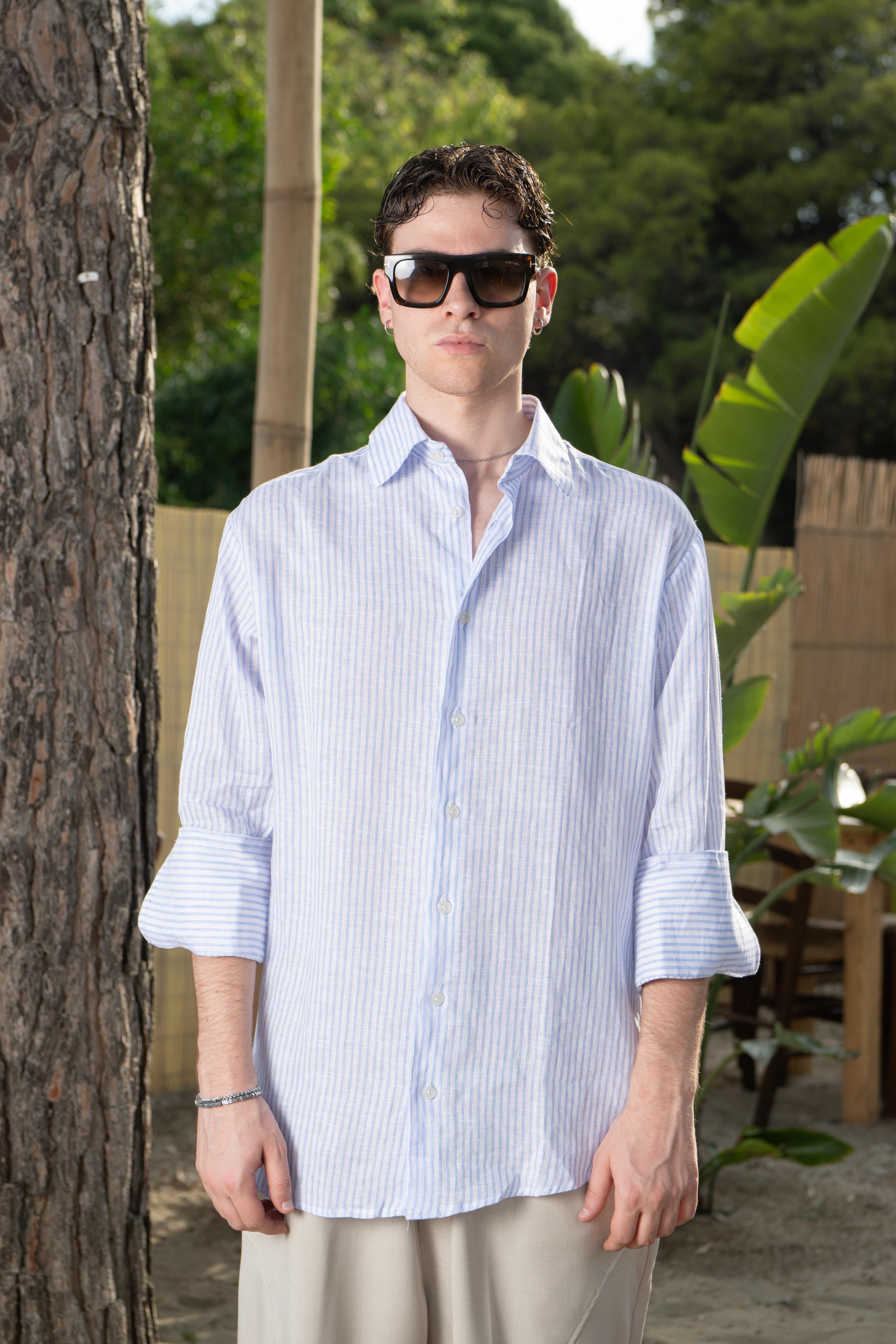 Camicia puro lino manica 3/4