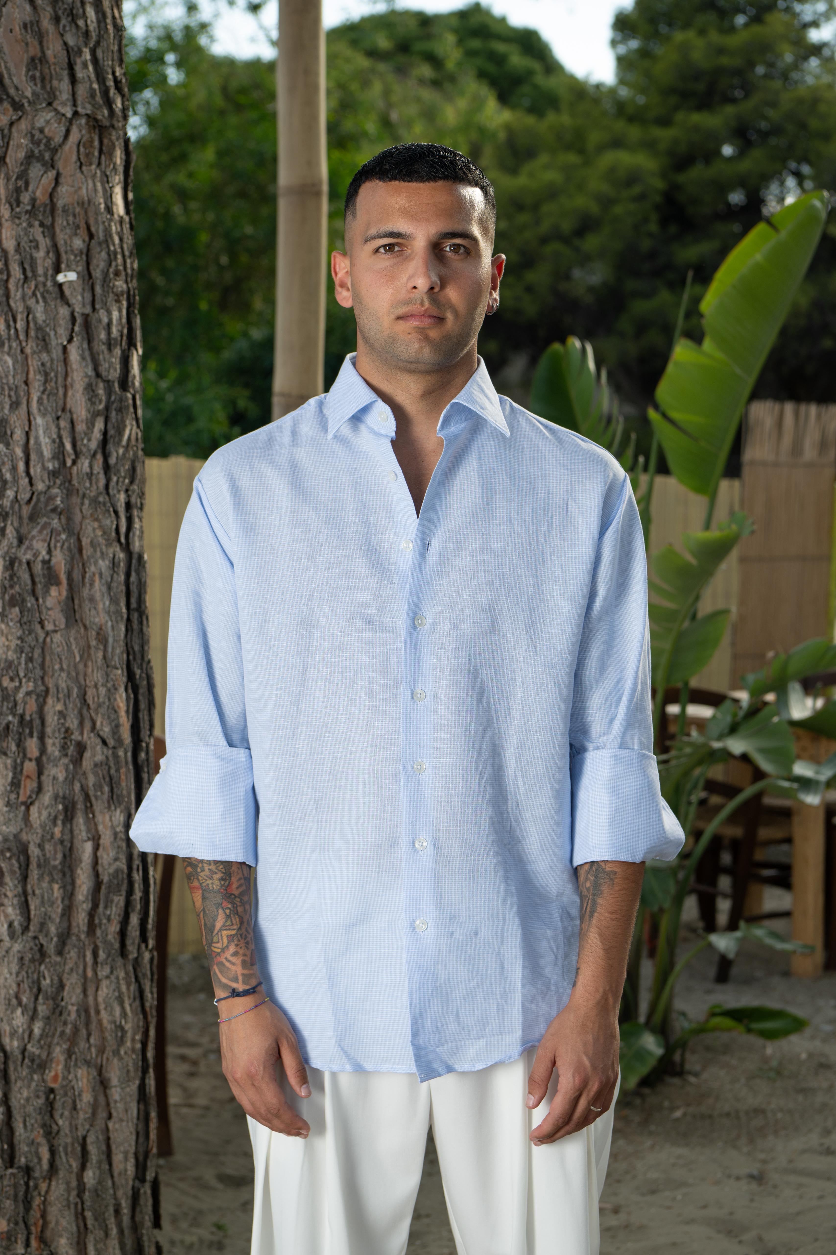 Camicia puro lino manica 3/4