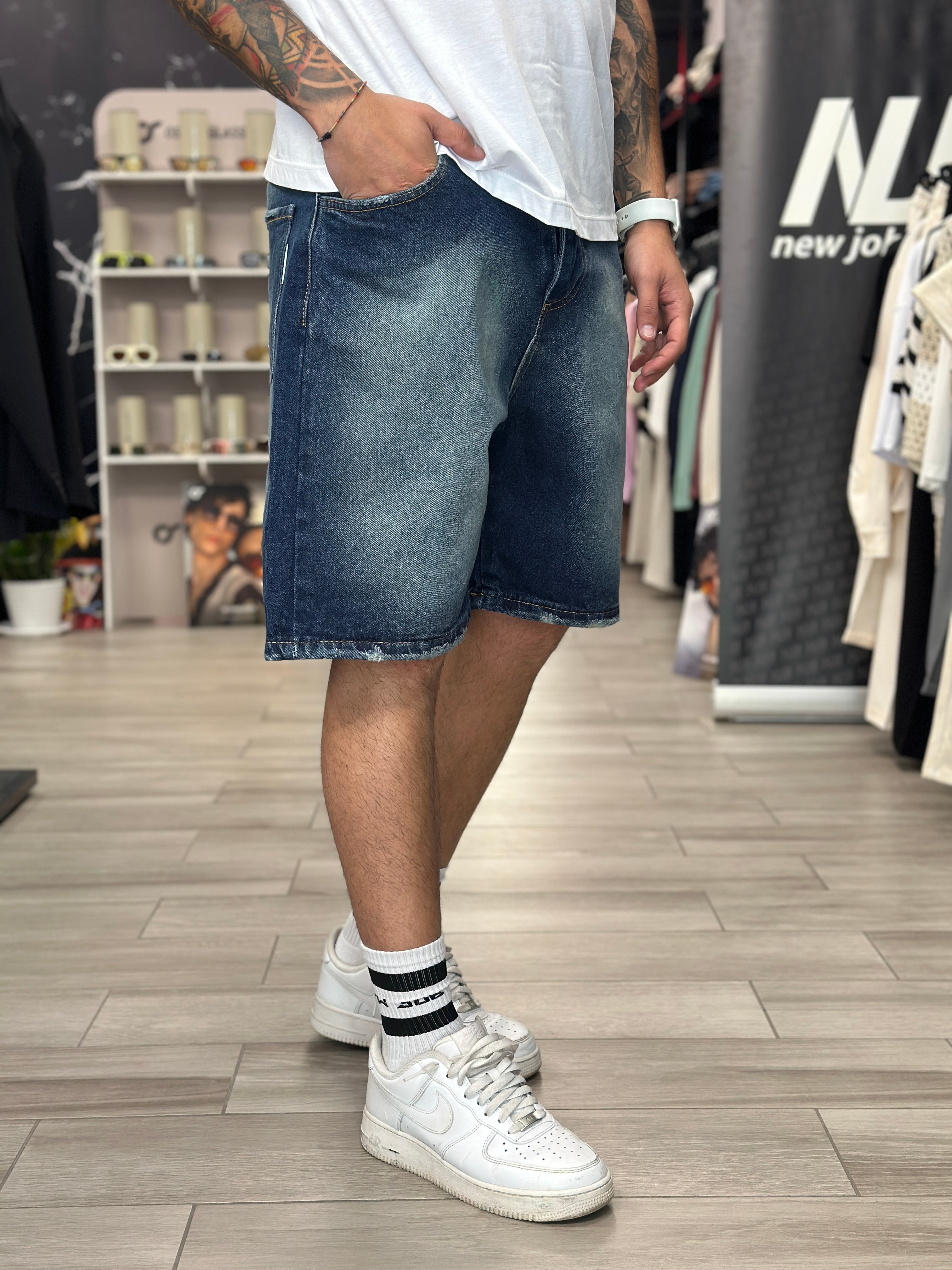 Bermuda denim con molature NJB