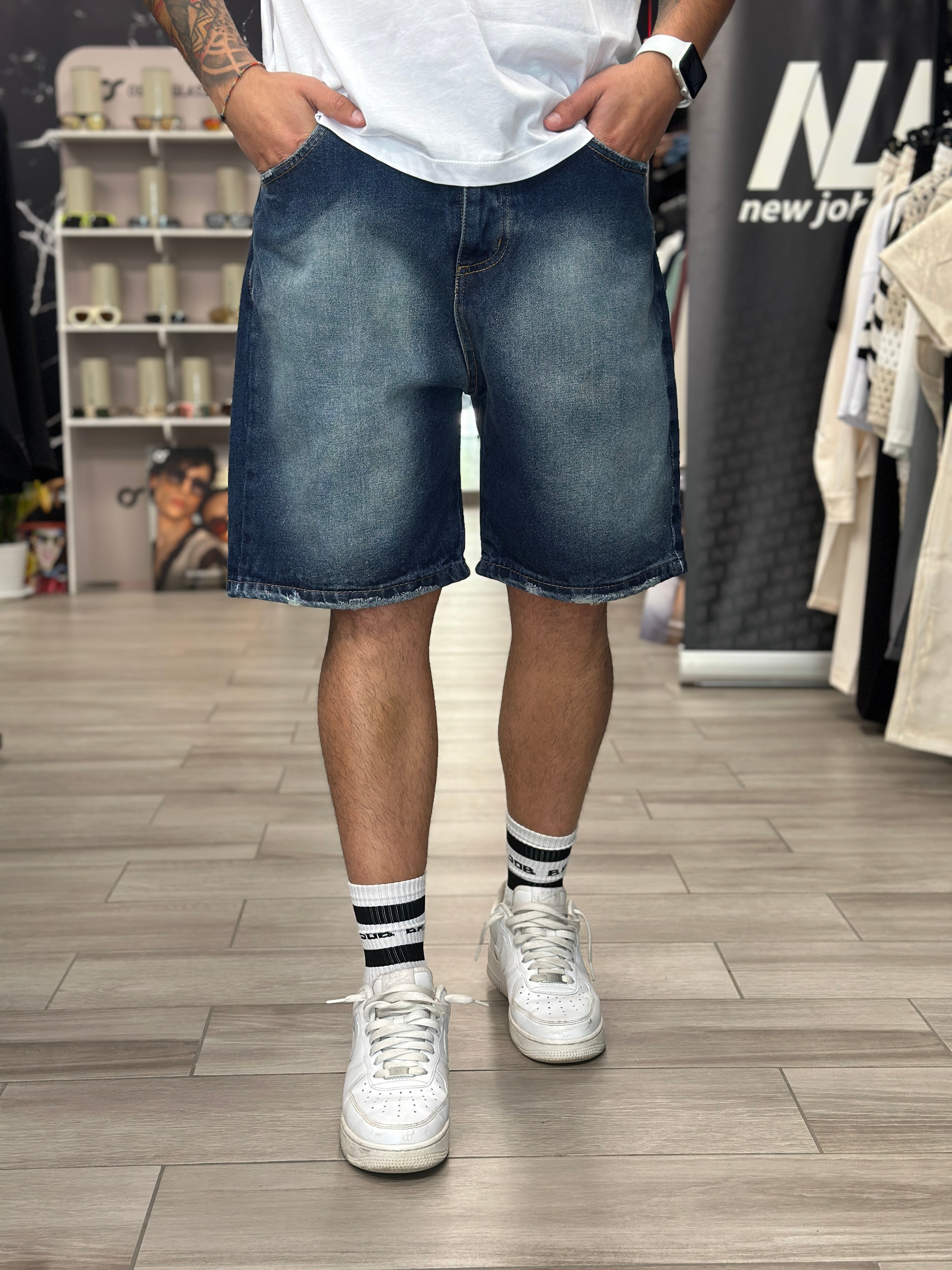 Bermuda denim con molature NJB